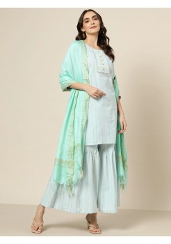 Turquoise Blue Pant Suit Readymade